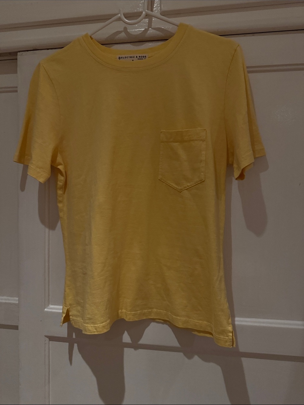 Anthropology Electric & Rose Pale Yellow Pocket Tee